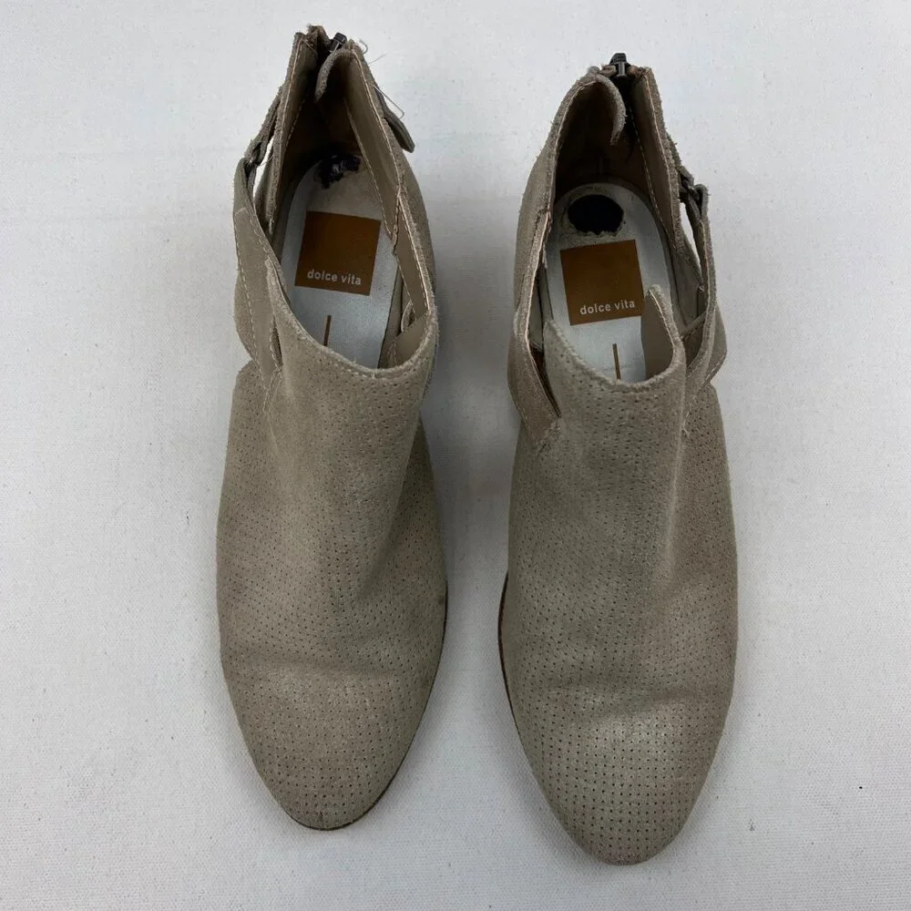 Dolce Vita Women’s Ankle Boots Heeled Beige Size 8.5 Zip